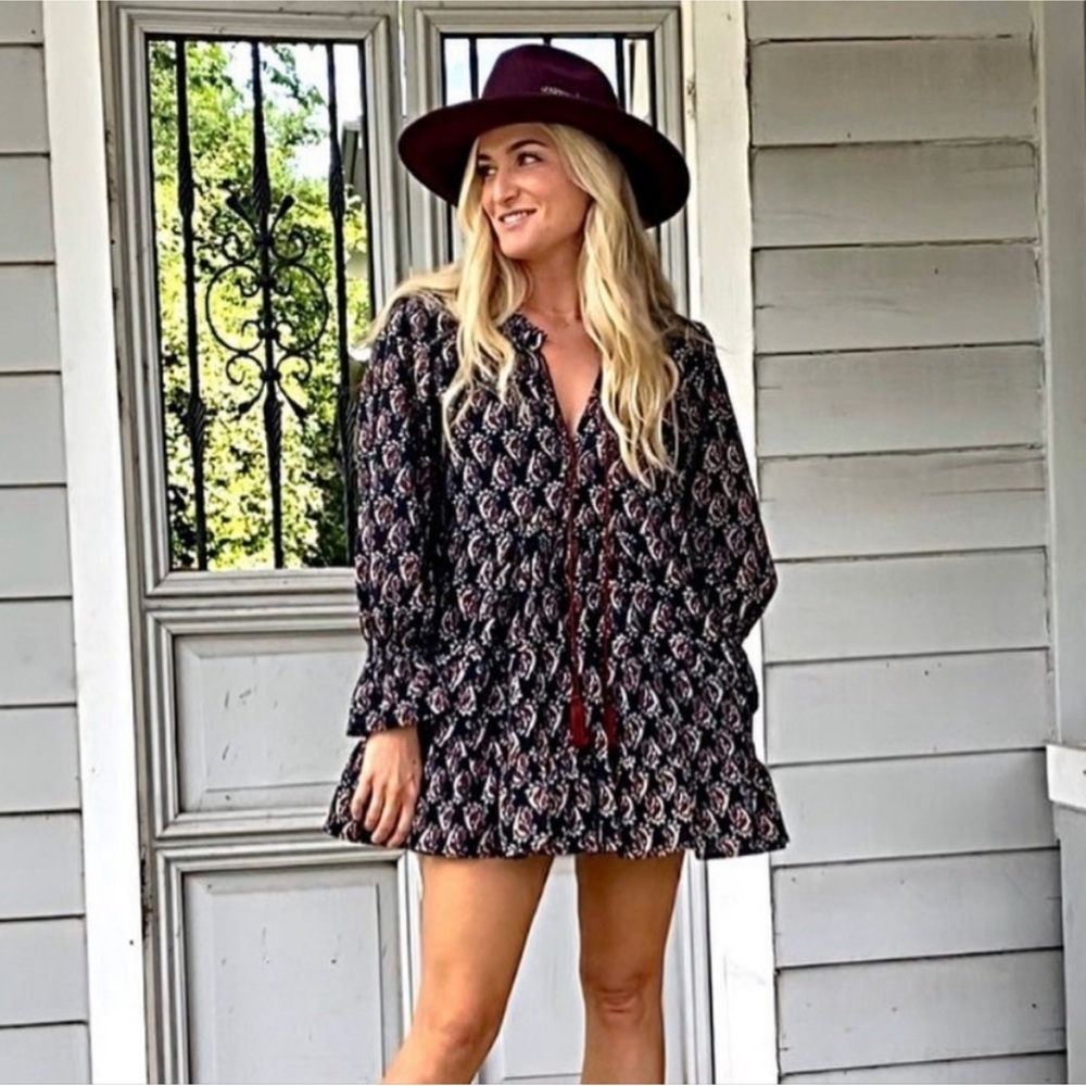 Modern Soul Pink and Gray Long Sleeve Sundress 100% cotton